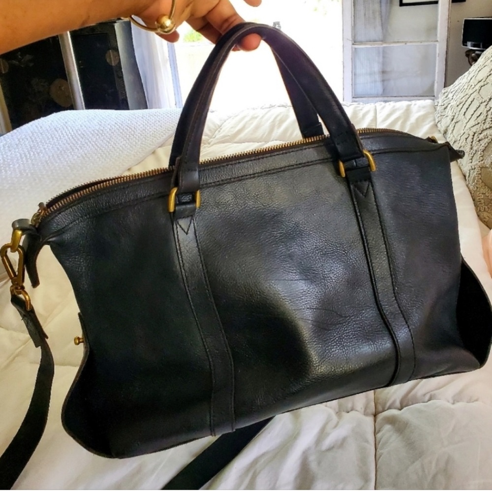 Madewell black leather cross body bag
